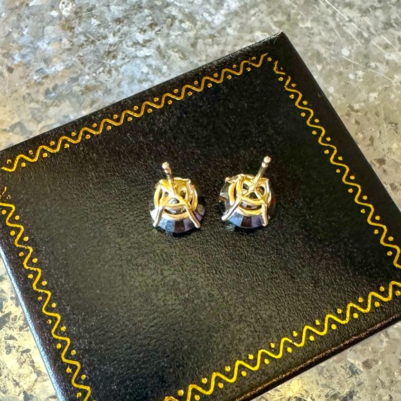 Authentic🔹4 CTW Black Round Brilliant Cut Natural Diamond Stud Earrings (14k) - Picture 11 of 14